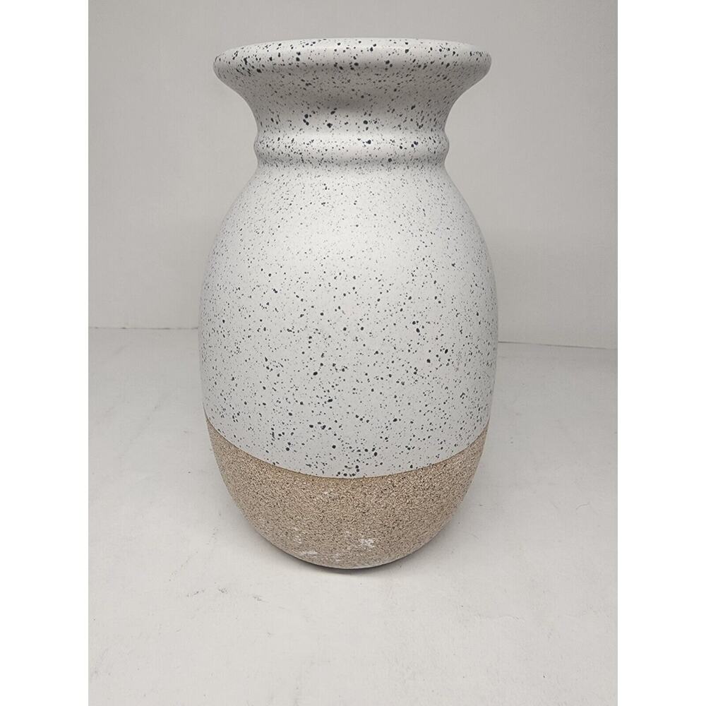 art pottery vase speckle White And Beige NEW Rough Textured Surface